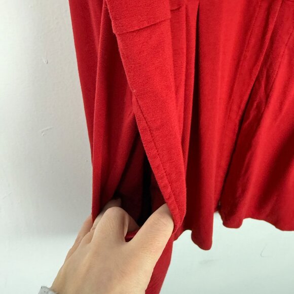 J. Jill Wearever Collection Pleated One Button Peplum Cardigan Red Plus Size 2X - Picture 5 of 10